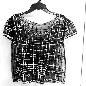 ♥️ Vintage Sheer Embroidered Crop Top Blouse